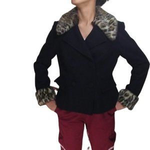 INC International Concepts Cheetah Print Black Jacket